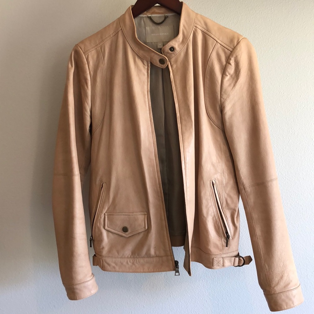 Banana Republic Beige Leather Jacket